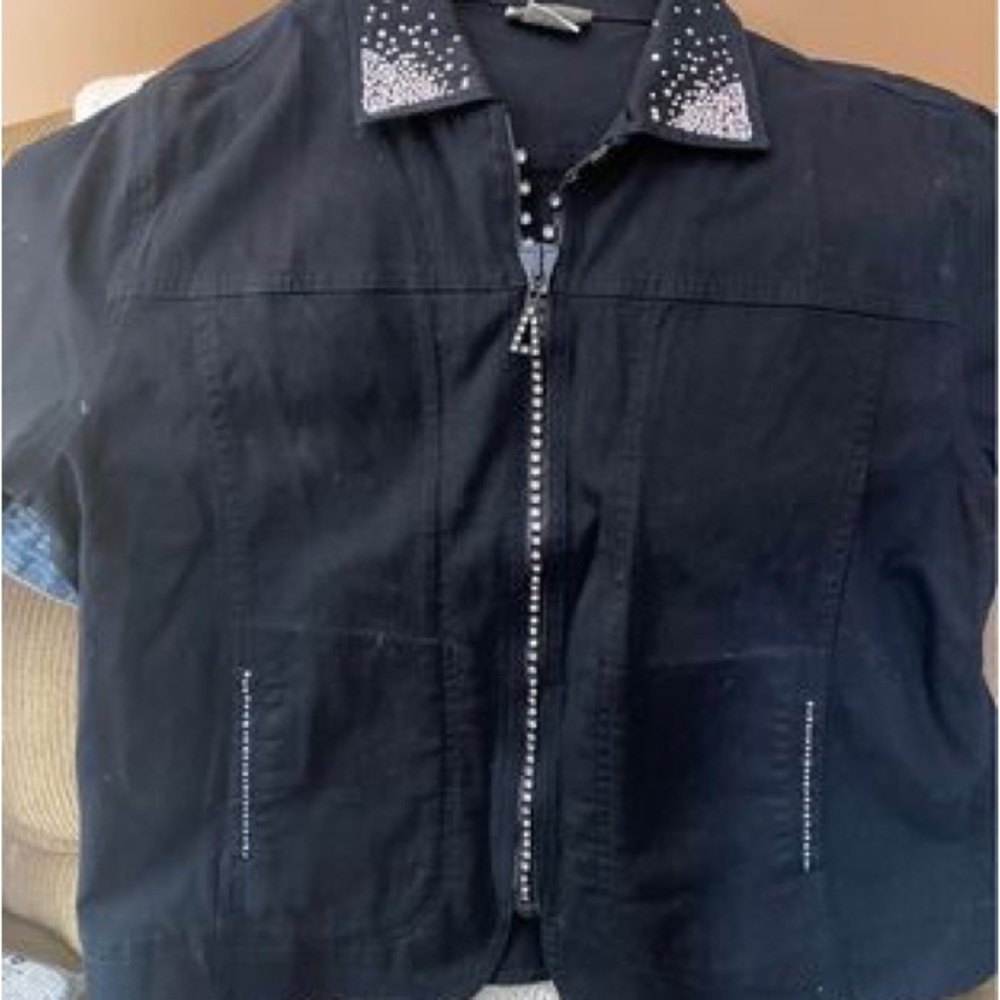 Black distinct with white rhinestone jacket  large
